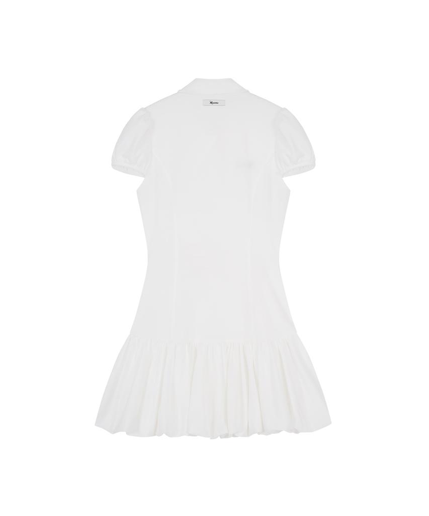 Kasiko Puff Preppy Mini Dress White