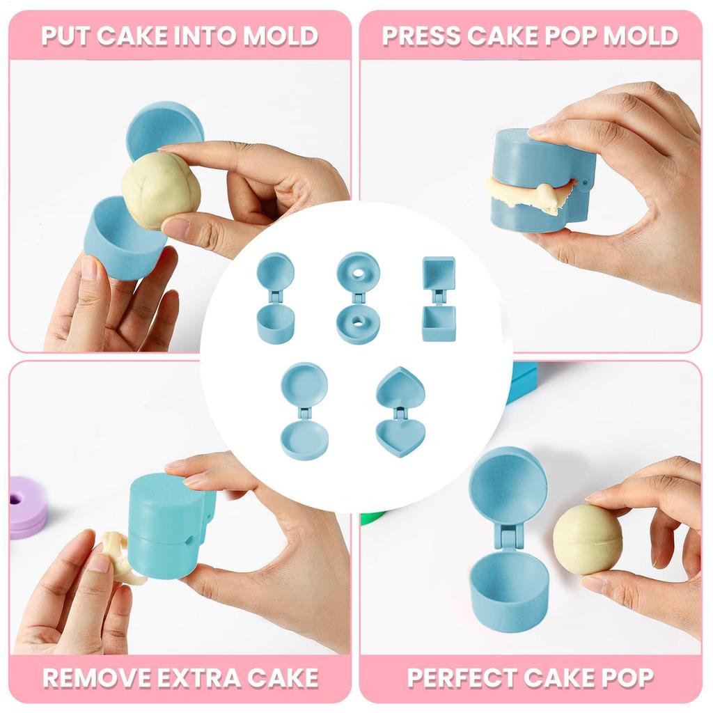 Cake Pop Press Easy Circle Cake Pop Cutter Mold Easy-Release Dessert Maker Aid for Rice Balls Chocolate Cookie Mochi Soft Clay