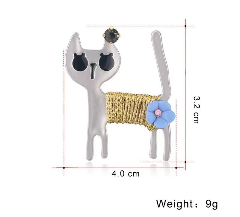 European & American Retro Kitten Rhinestone Brooch with Exquisite Inlaid Diamonds