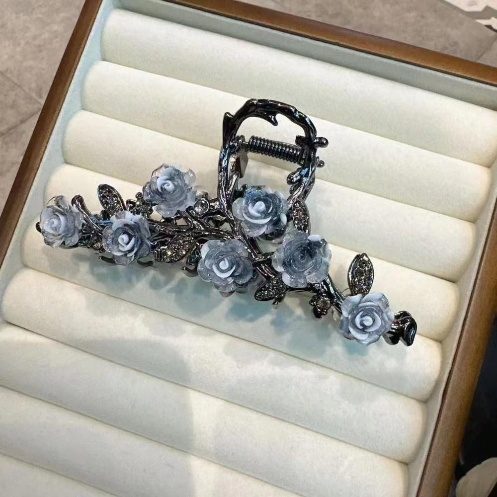 Red Rhinestone Hairpins Pearl Tassel Metal Hairgrip Elegant Rose Hair Claw Clips Headwear