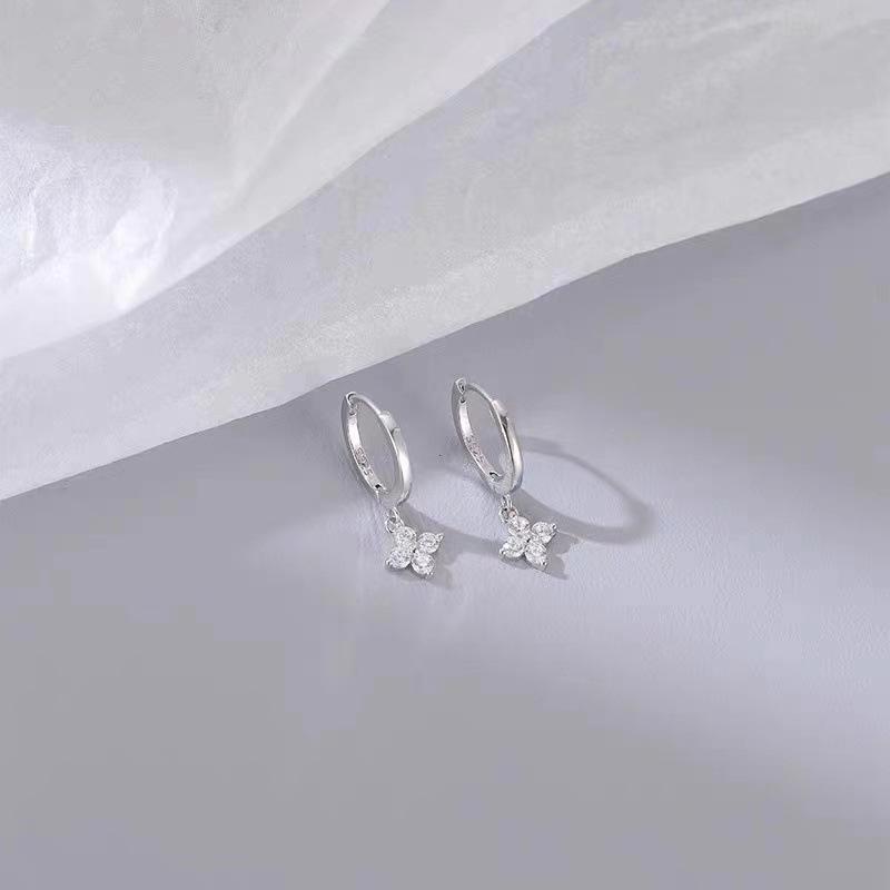 2024 Trendy High-End Zirconia Flower Dangle Earrings for Women - 925 Sterling Silver Needle Niche Design