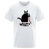 Funny Knife Cat Cartoon Printed T-Shirt Fashion Casual Short Sleeves Loose Oversized Cotton Tshirt Summer Breathable Tees