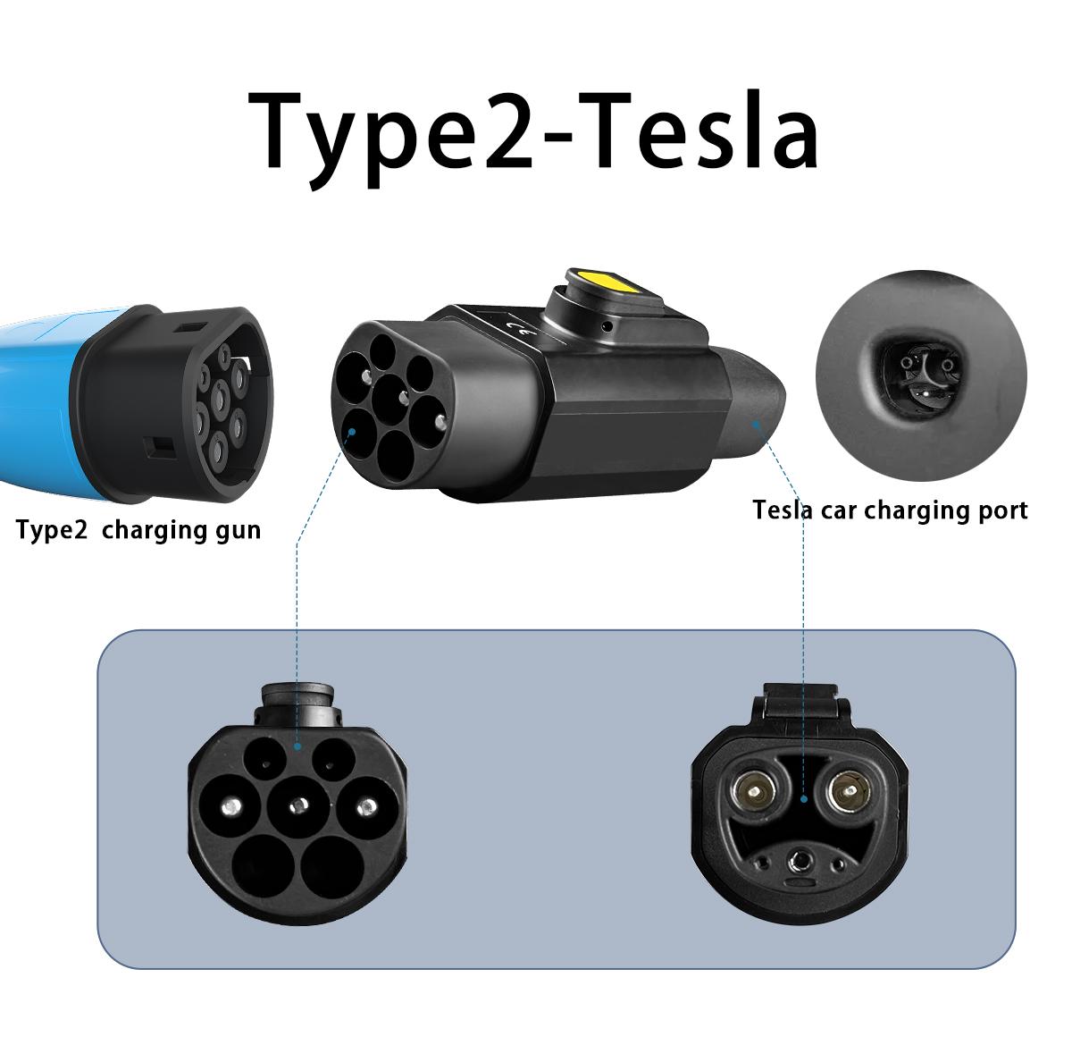 

EVqiaoyi TYPE2 For Tesla Adapter 7.2kw TYPE2 Charging Pile to Tesla Car Charging Adaptor, suitable for Model 3/Y/X/S TYPE2 to Tesla чёрный