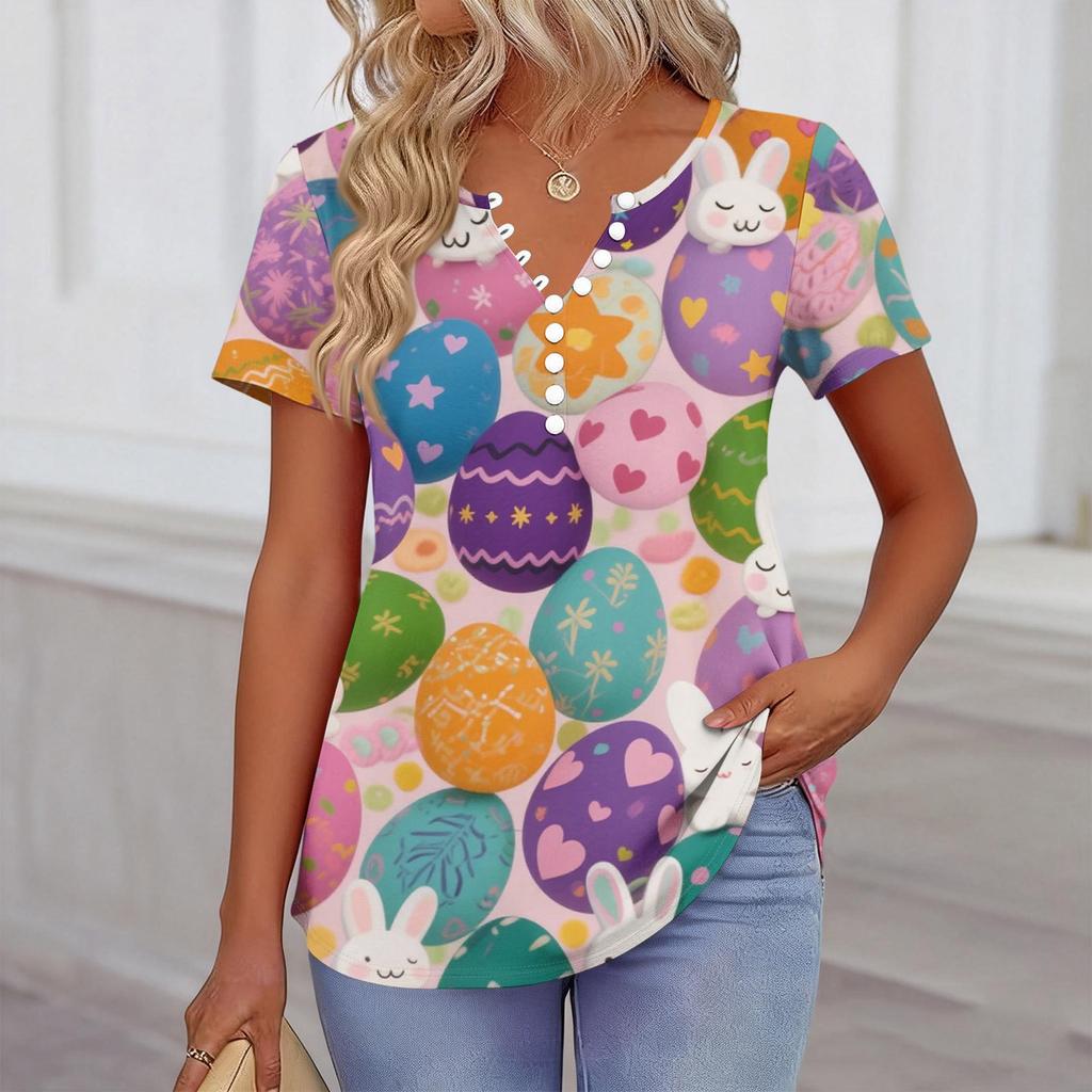 Womens Spring Tops Short Sleeve Printed Tee Summer Shirts for Women Casual Womens Summer Tops Dressy Casual for Daily Wear