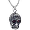 Europäisches und Amerikanisches Halloween Horror Thema Retro Punk Altes Titanstahl Halskette Rotes Auge Totenkopf Anhänger