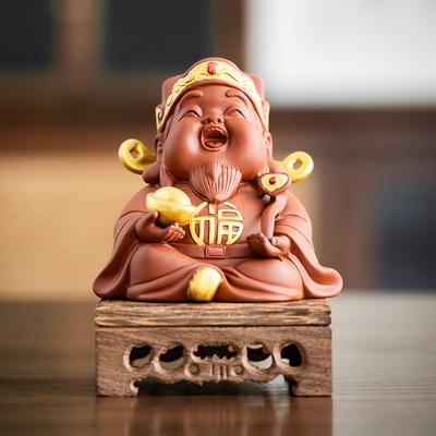 Ceramics God Wealth Sculptures and Figurines Chinese Mythological Figures Home Living Room Office Wealth Luck Feng Shui Decor
