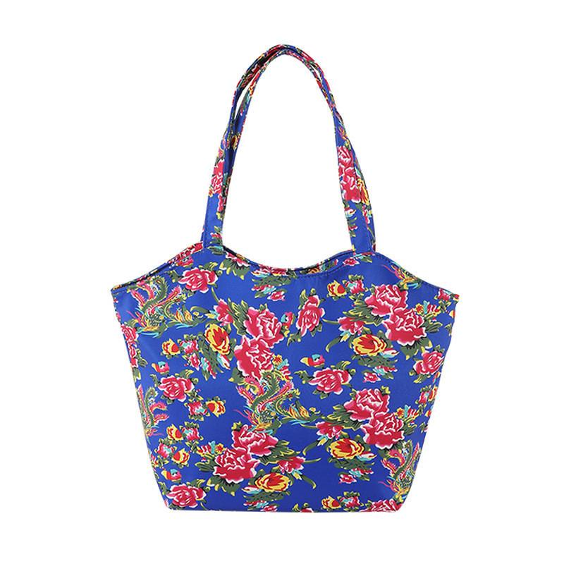 

Wholesale Large Capacity Women s Shoulder Bag 2024 Spring New Fashion Floral Tote Bag Street Style Nylon Material синій