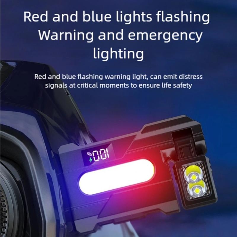 Rotating Light Source Work Light with Emergency Signal Magnetic Rechargeable LED Lamp for Camping Hiking and Car Repair
