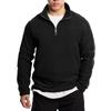 Men's Half Zip Stand Collar Fleece Top Men's Solid Color Plush Thick Stand Collar Sweatshirt