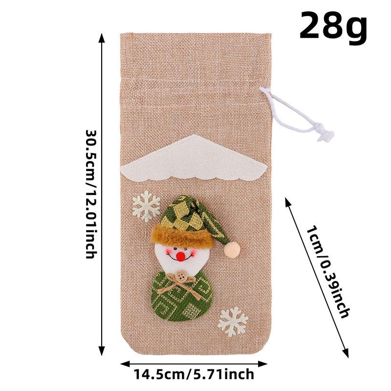 

Christmas Linen Santa Doll Wine Bottle Cover Holiday Dining Table Cartoon Drawstring Wine Bag 4Pcs Creative Christmas Gifts 4pcs