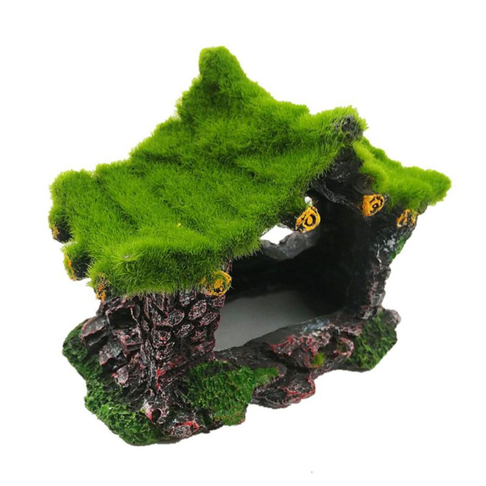 Aquarium Hollow-out Moss Resin Ornament Fish Shrimp Hideout Caves Fish Tank Landscaping Decoration