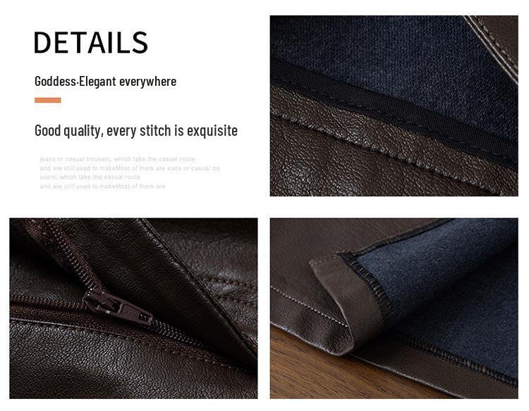 Dámská kožená midi sukně s vysokým pasem, přiléhavá k tělu - Zeštíhlující design z ovčí kůže s rozparkem.