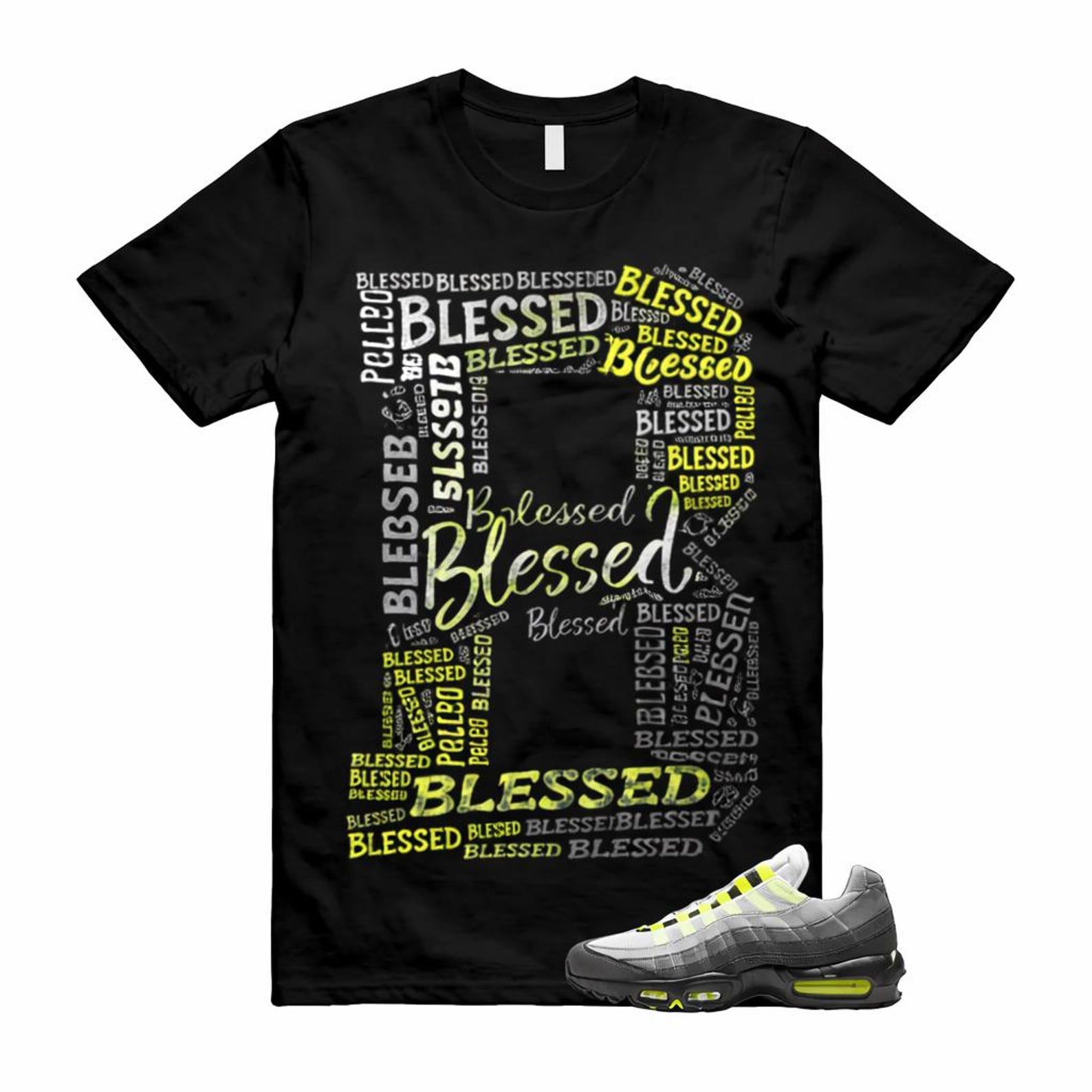 Blessed 95 Neon Streetwear Tee – Air Max 95 Match Graphic T-Shirt M