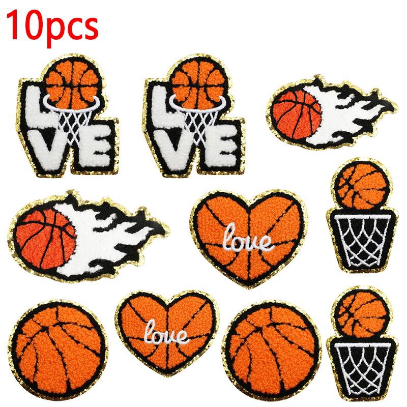 10 Pezzi Ingrosso Serie Basket Toppe Termoadesive Per Abbigliamento Giubbotti Fai da Te Asciugamano Toppe Ricamate Giubbotti Jeans Zaino