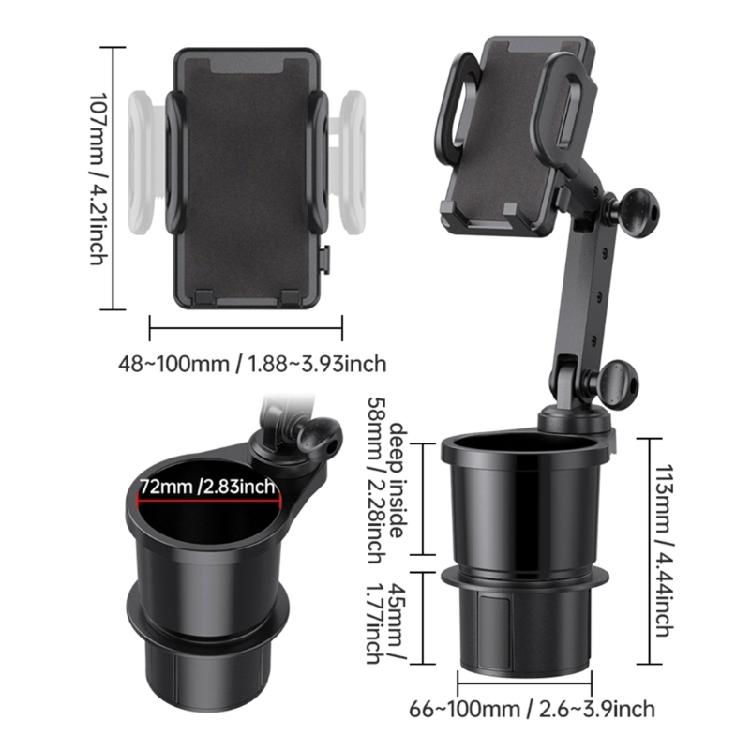 Car Cup Stand Holder Multifunctional 2 in 1 360 Degree Rotation Phone Mount