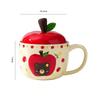 High value Apple Bear Cup with Lid Mug Christmas Ceramic Cup Cartoon Cute Coffee Cup Souvenir