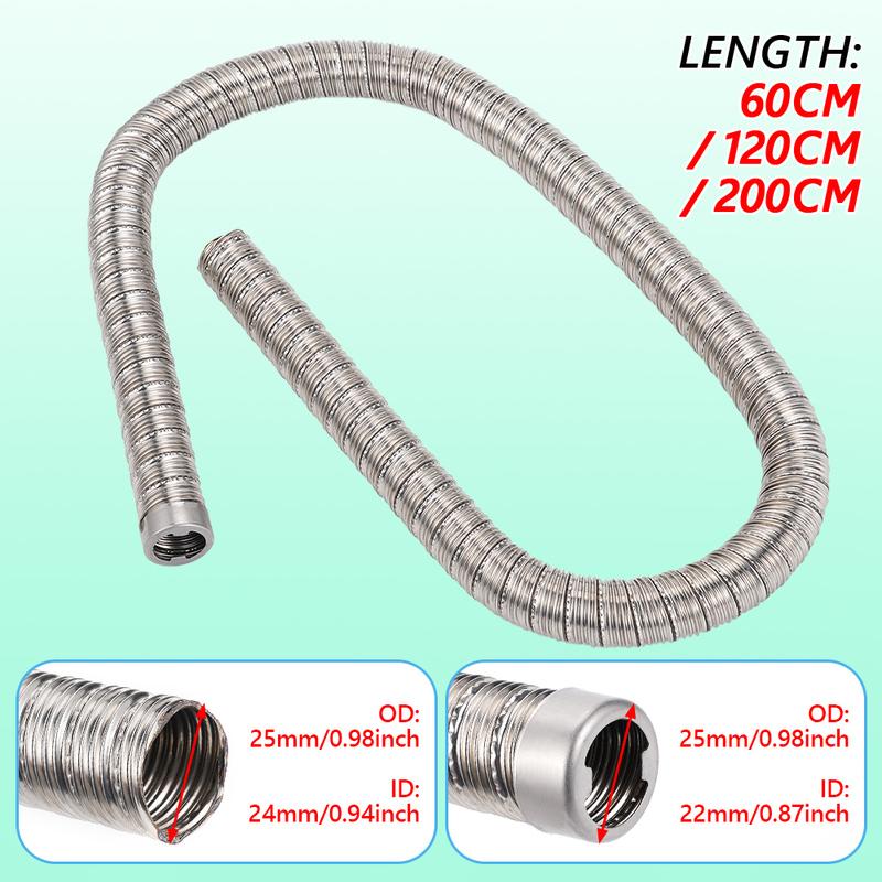 24mm Double Layer Stainless Steel Diesel Heater Exhaust Pipe 60 /100cm 120cm 200cm For Diesel Heater 5KW 8KW 2KW for Eberspacher