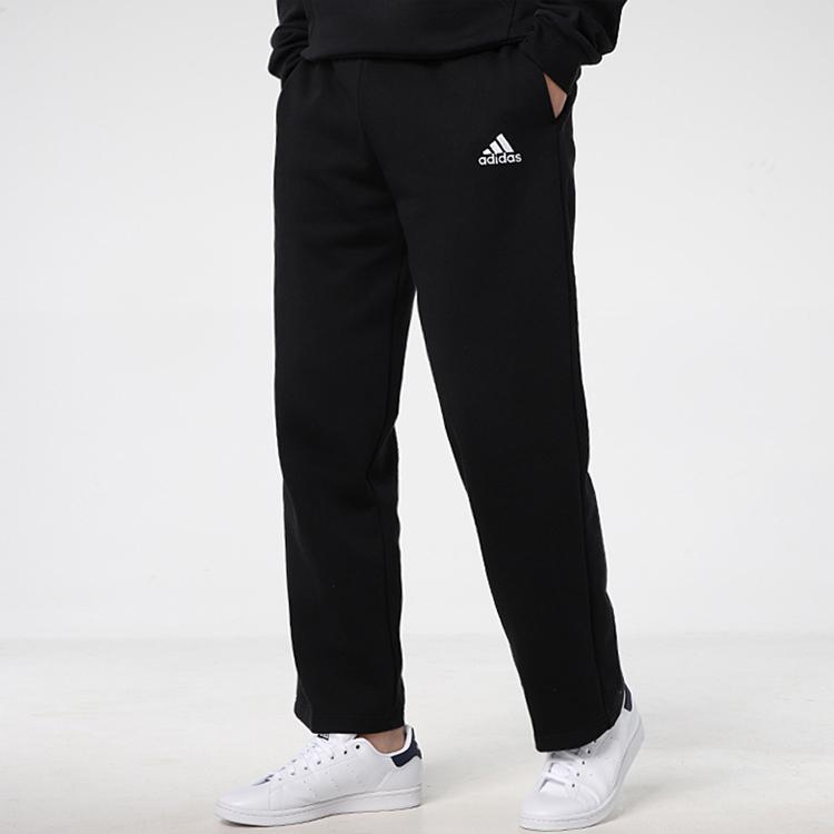 Adidas Casual Sports Fleece-Lined Running Knit Straight Pants Men Bottoms Black GK9366
