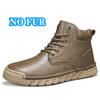 Fashion Casual Leather Men High Top Boots Man Comfy Warm Shoes Fur Winter Snow Casual Shoes Outdoor Platform Ankle Boots Luxury Sneakers