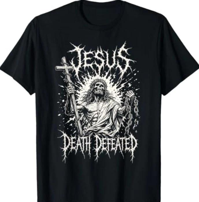 Unisex T-shirt Death Defeated Christian Death Metal Skeleton Style T-Shirt