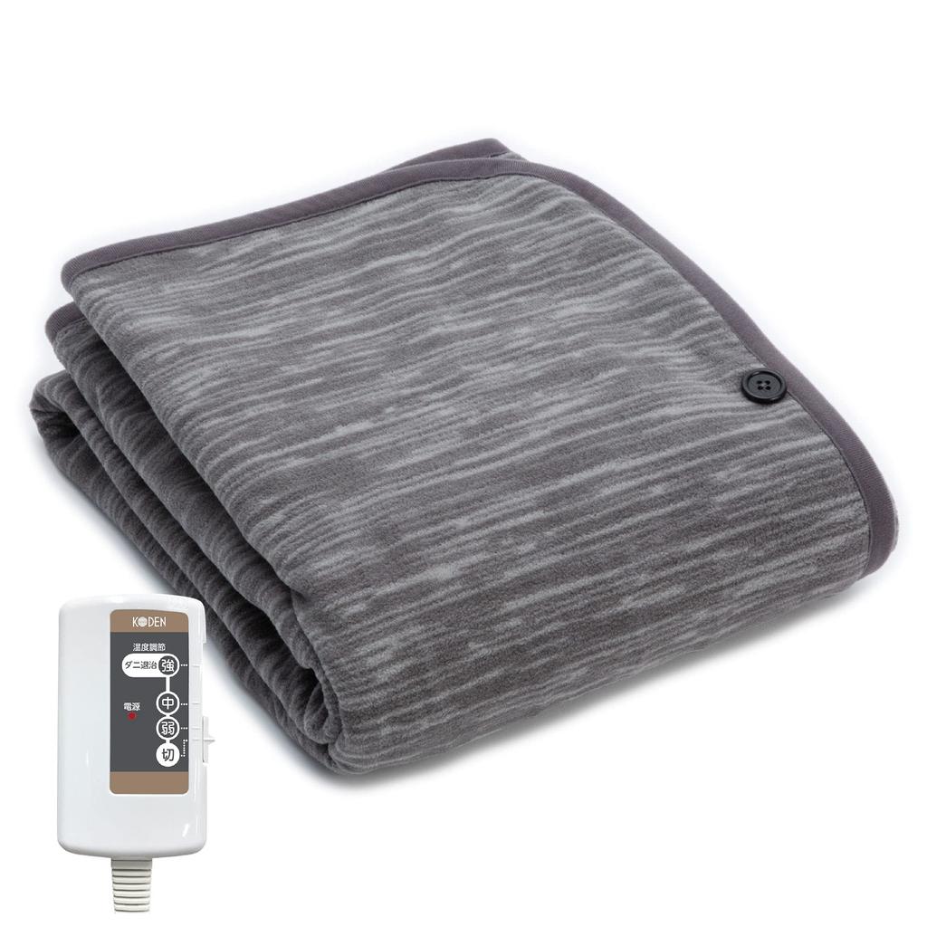 KODEN Electric Lap 130 x 80 s knoflíkem Roztoči Teplota posuvu Individuálně Kompaktní velikost Deka, cm, Šedá, Očka, Pratelná, Odpuzující, Ovládání,
