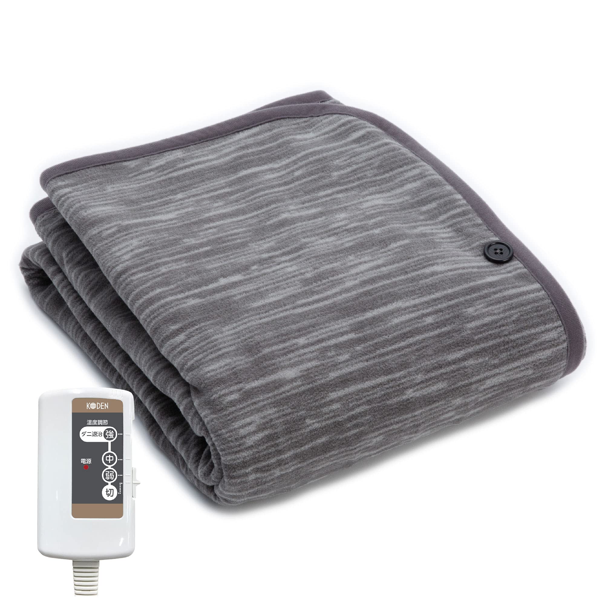 

KODEN Electric Lap 130 x 80 with Button Dust Mite Slide Temperature Individually Compact Size Blanket, cm, Gray, Loops, Washable, Repellent, Control,