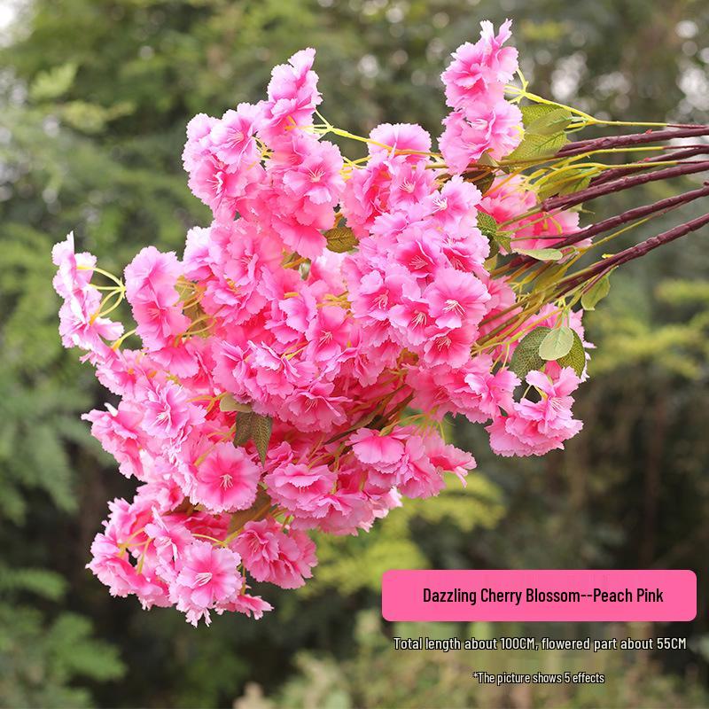 Silk Cherry Blossom Branch Artificial Vine: Floral Decoration for Weddings and Indoor Spaces