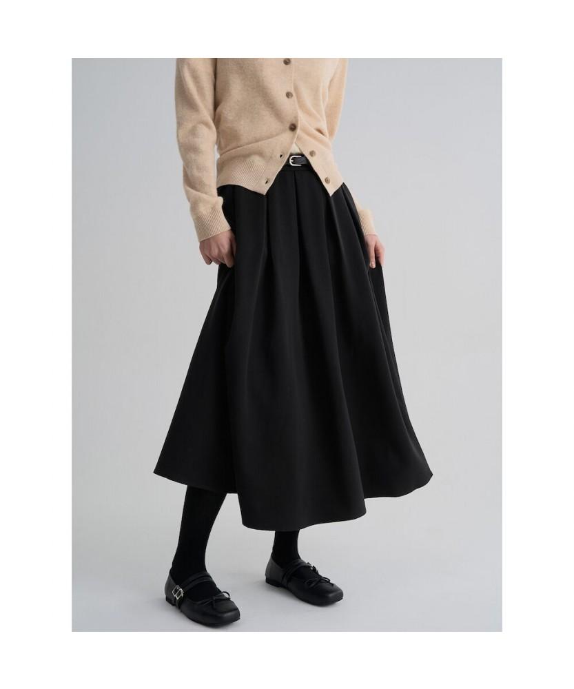 8SECONDS Belted Pleated Long Skirt Black