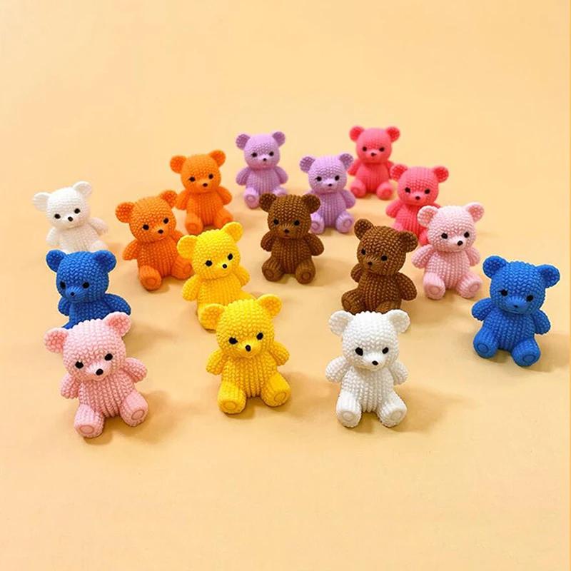 1PC Solid Colored Stereo Simulation Bear Miniatures Sitting Bear Creative Ornament Desktop Decoration DIY Jewelry Cute Animal