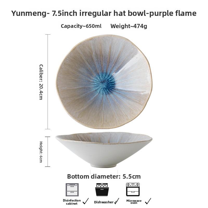 Неправильная салатница, керамическая коническая миска-шляпа, китайская градиентная художественная овощная миска, керамическая посуда
