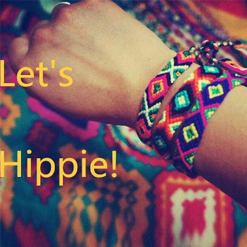 Braccialetti dell'amicizia Corda Intrecciata a Mano Stringa Braccialetti Ricamati Hippy Boho