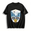 Hong Kong Landmark Print Retro Travel Souvenir Casual Top Pure Cotton T-shirt