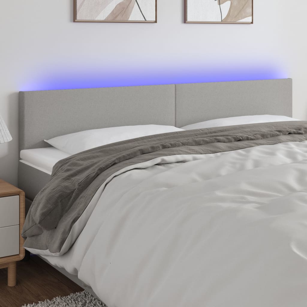 Vidaxl Zagłówek Do Łóżka Z Led, Jasnoszary, 200X5X78/88 Cm, Tkanina