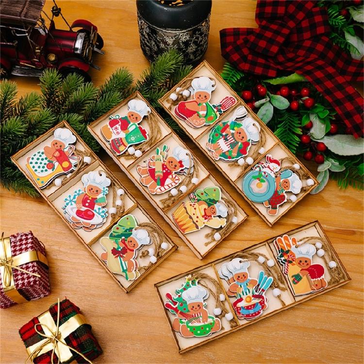 Artistic Wood Gingerbreads Man Ornament Delicate Wood Gingerbreads Man Hanging Ornament Charm For Family Holiday Fun