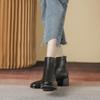 Beige Stiefel mit dickem Absatz Damen Frühling und Herbst Einzelstiefel High Heels dünne Stiefel Martin kleine eckige Zehenpartie Schafsleder weiße Damenstiefel