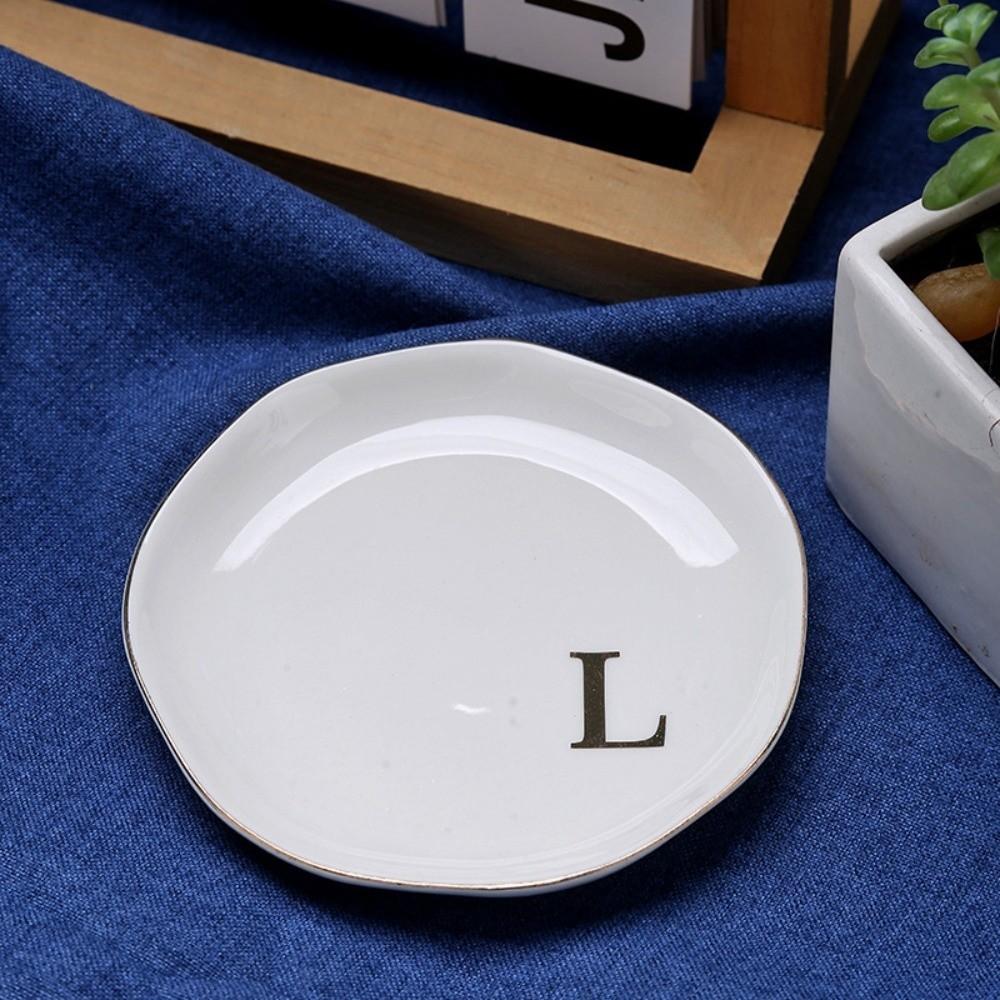 Gold Rim Monogram Letter Ring Dish A-Z Decorative Ring Holder Plate Blogger's Recommendation