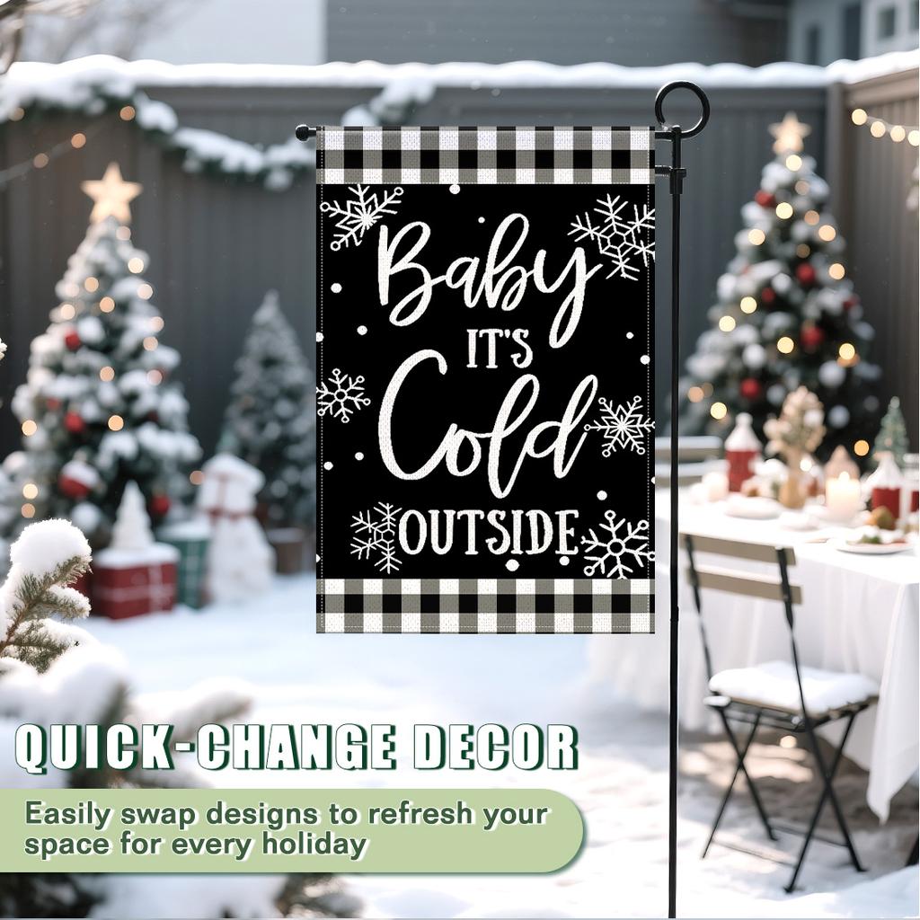 Winter snowflakesGarden Flag 12x18 Inch Double Sided for Courtyard Outdoor Welcome Flag Decoration (Excluding Flagpole)