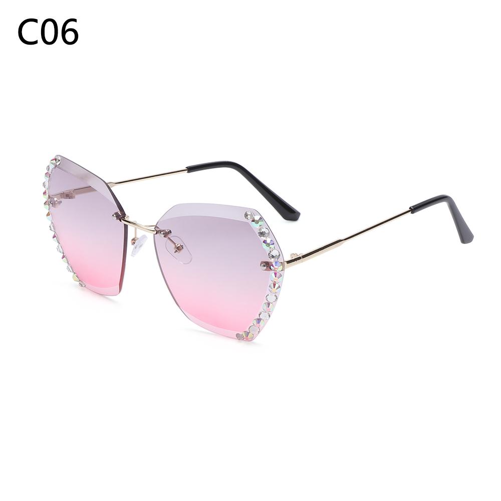 Retro Eyewear Shades UV400 Rimless Sunglasses Diamond Square Sunglasses Sun Glasses Oversized