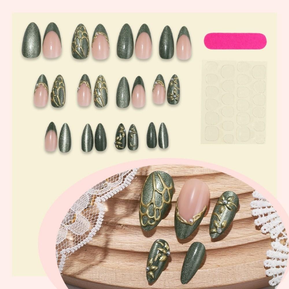 24 Stuks Mini Bloemen Press-on Nagels Roze Nepnagel Tips Nieuwe Kunstnagels Vrouwen