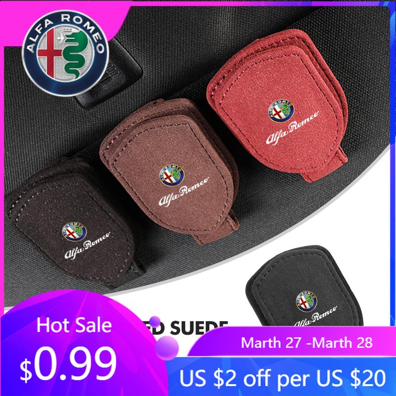For Alfa Romeo For Alfa Romeo Car Sun Visor Clip Glasses Cards Magnetic Sunglasses Bracket GT Stelvio F1 Brera Volante Tonale Gl