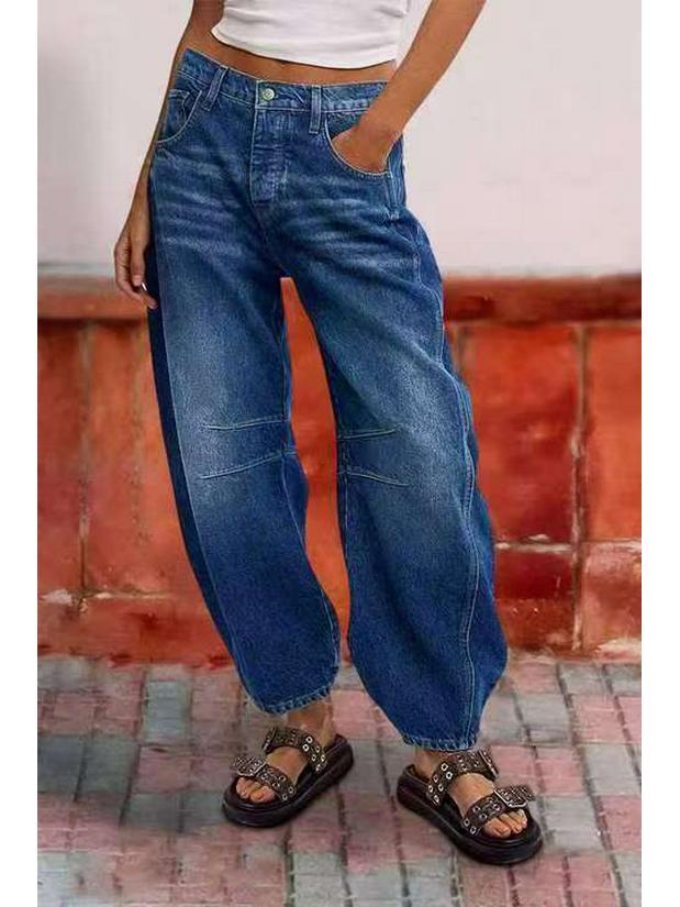

Cross-border Stretch Denim Women s Jeans with Stitching and Patch Pockets - Tapered Fit. L
