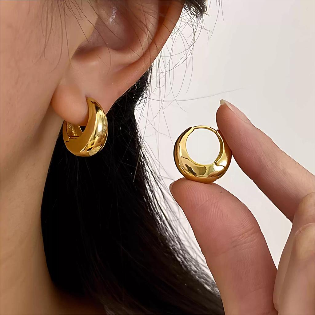 Elegant Gold Color Oval Hoop Earring for Woman Metal Elegant Vintage Geometric Statement Luxury Earrings Party Jewelry Gifts