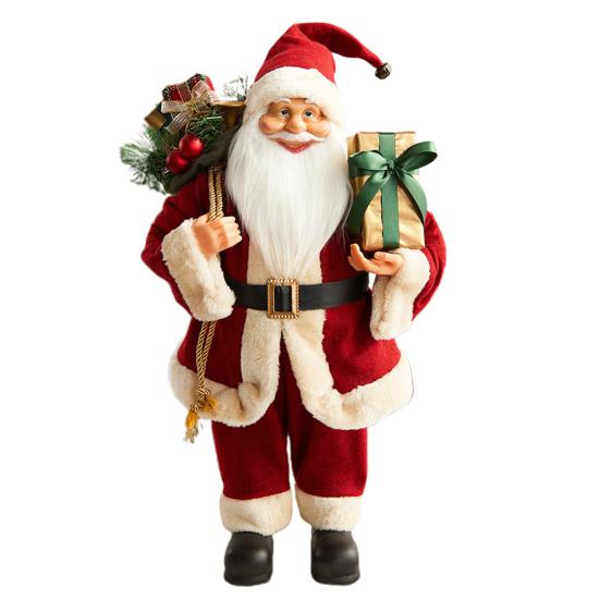 Figurină Moș Crăciun de Crăciun Figurină Moș Crăciun în picioare cu sac de cadouri și cutie de cadou Decorațiune de Crăciun pentru petrecerea de sărbători Decor pentru casă