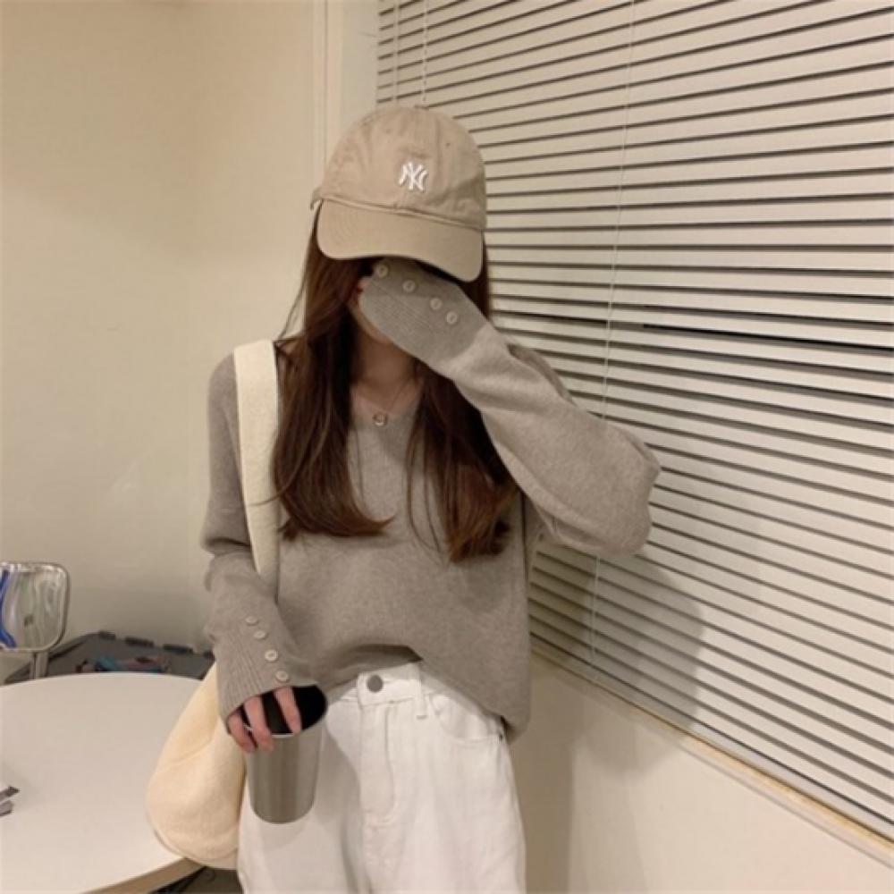 New ArriVals Open Run Women V Neck Long sleeVe Knit Button Multi Color
