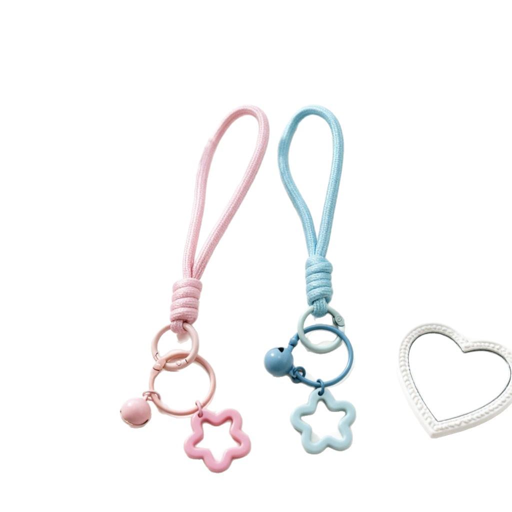 Five-Pointed Star Macaron Bell Lanyard: Energetic & Fresh Girlish Woven Wrist Rope with Pendant