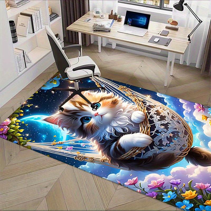 Office Carpet Soft & Comfortable Sofa Rug for Under Chairs, Protection Mat with Cute Kitten