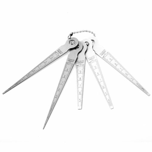Pomya High-Quality Stainless Steel Welding Taper Feeler Gauge Ruler, 10mm Hole Inspection Tool, 5 Different Gauges