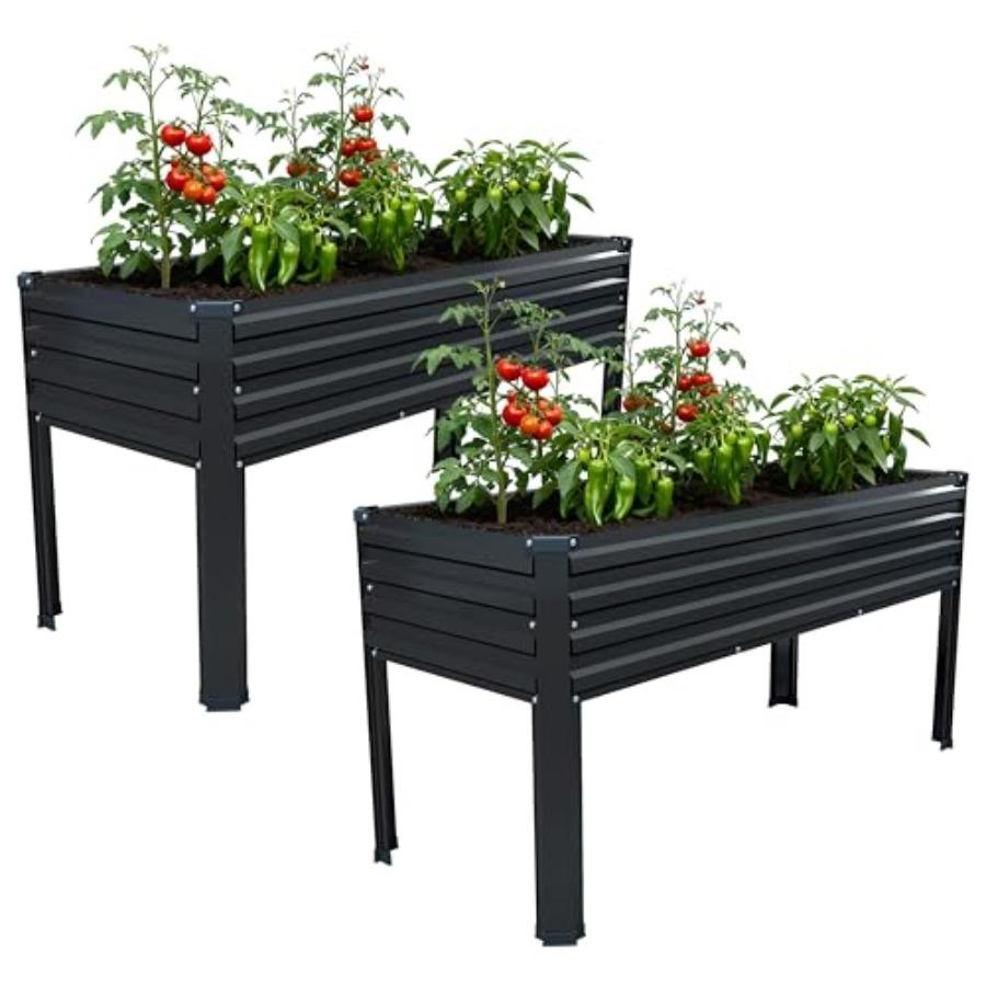 

2PCS Galvanized Raised Garden Bed Outdoor with Legs 48×18×32in Metal Elevated Raised Planter Box for Backyard Patio Balcony 300 United States