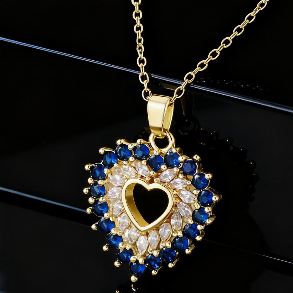 Милое Женское Белое Синее Циркониевое Каменное Подвесное Ожерелье Винтажное Золотистого Цвета Свадебное Для Женщин