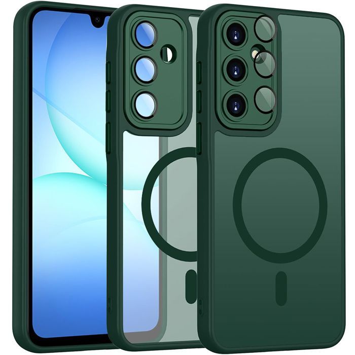 Coque de Protection - BOOLING - Samsung Galaxy A17 5G/4G - Antichoc - Vert Nuit - Anneau Magnétique